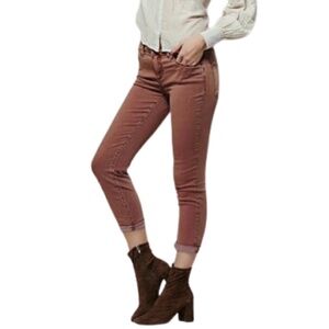 Free People Cropped Mid-Rise Skinny Jean Burnt Sienna Brown 27